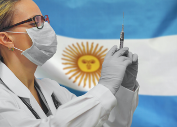 Female doctor. Influenza from coronavirus, prevention of pandemic virus infection. Virus in Argentina.