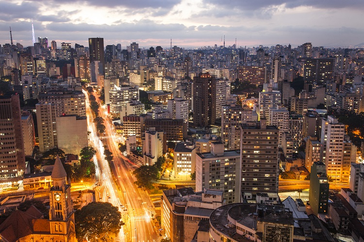 Sao Paolo city lights at dusk