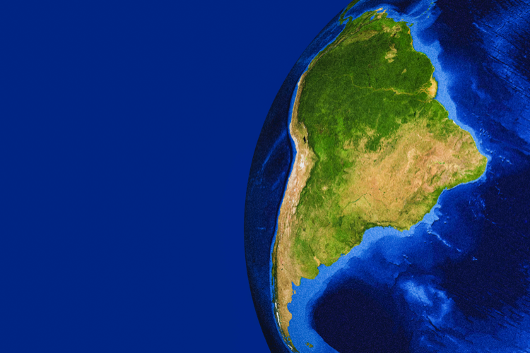3D render of planet Earth with South America in main focus.