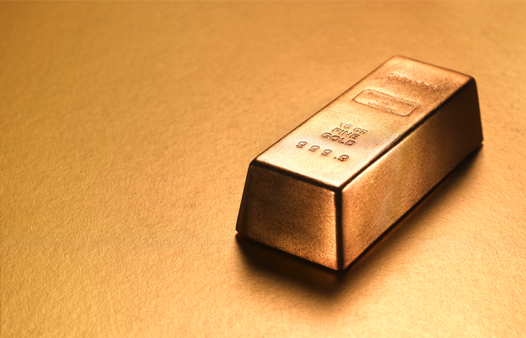 Gold ingot with gold copy space