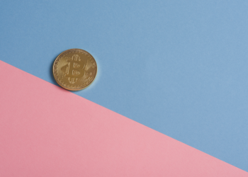 Bitcoin on pastel background