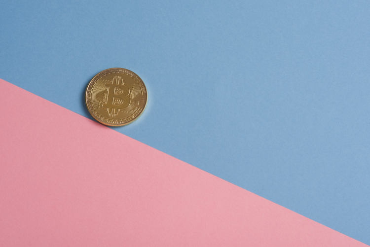 Bitcoin on pastel background