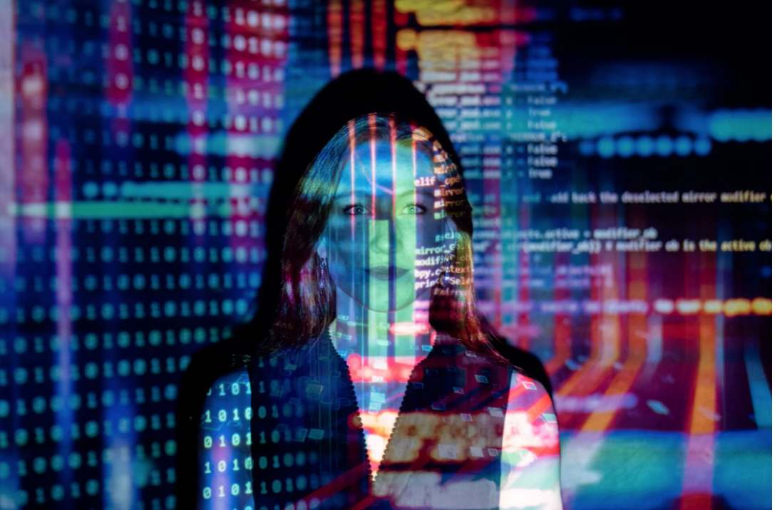 Photo Of Code Projected Over Woman