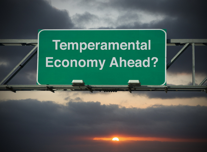 A sign that says "Temperamental Economy Ahead?"