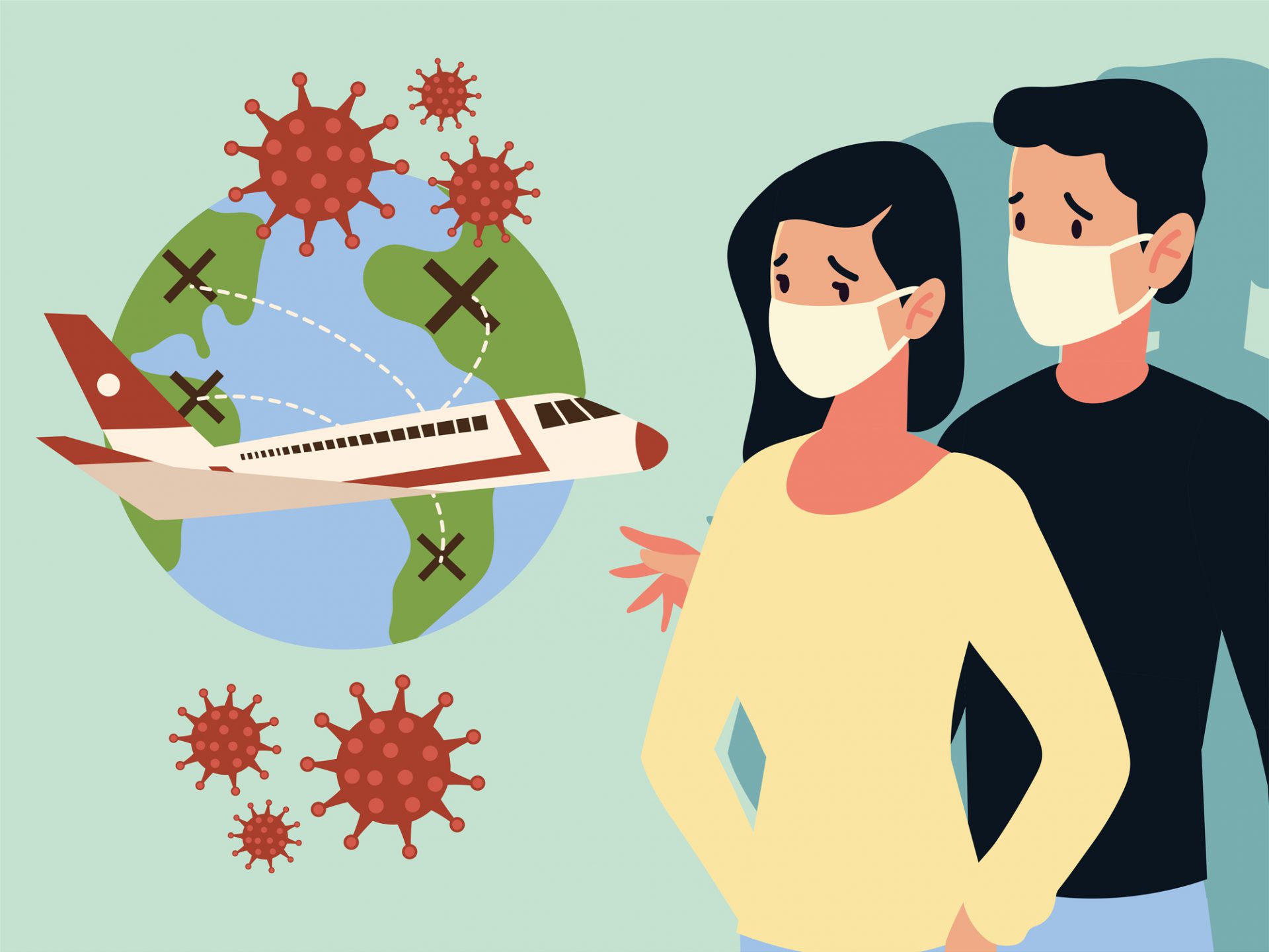 crisis airline and travel tourism business from the outbreak of the disease coronavirus covid 19 vector illustration