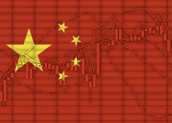 Forex candlestick pattern. Trading chart concept. Financial market chart. 3D rendering. Flag of the China