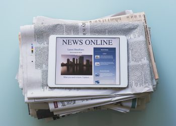 Tablet computer with news articles