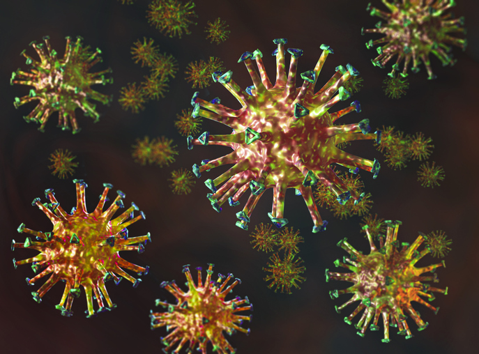 A 3d render of a Chronavirus or COVID-19