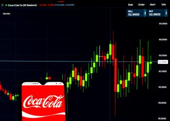 UKRAINE - 2021/04/14: In this photo illustration, a Coca-Cola Company logo seen displayed on a smartphone with the stock market information of Coca-Cola Company in the background. (Photo Illustration by Igor Golovniov/SOPA Images/LightRocket via Getty Images)