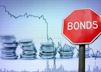 Bonds sign on economy background with graph and coins