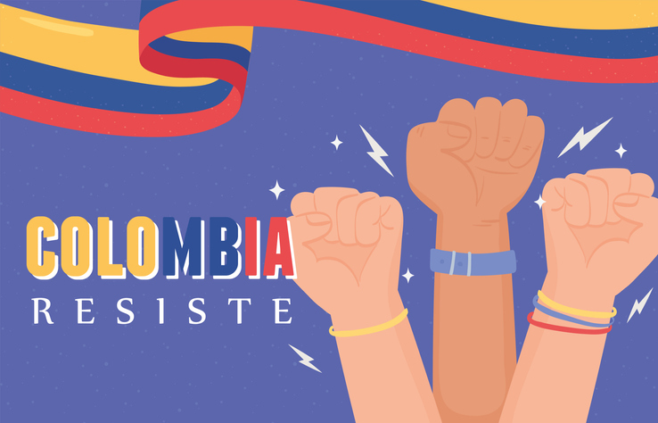 colombia resiste protest raised hands
