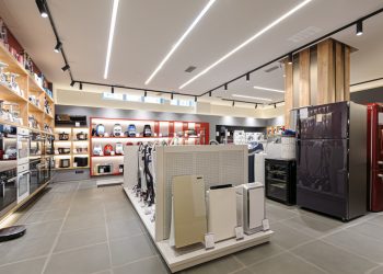 Fridges, heaters and and vacuum cleaners in the premium home appliance store