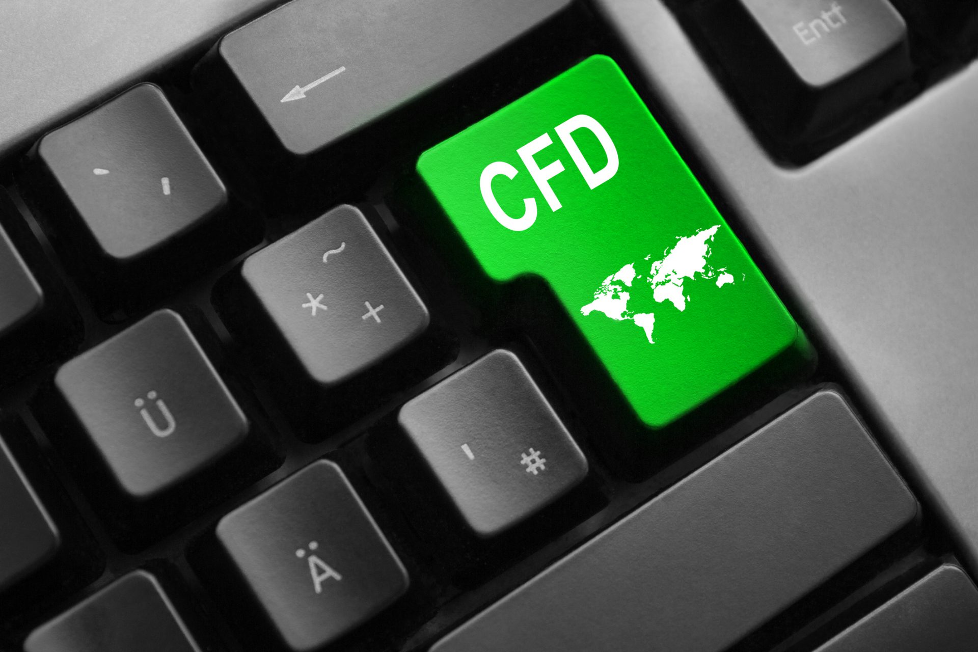 grey keyboard with green enter key cfd international trading
