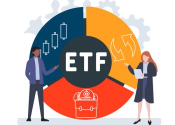 Flat design with people. ETF - Exchange Traded Funds. business concept.Vector illustration for website banner, marketing materials, business presentation, online advertising.