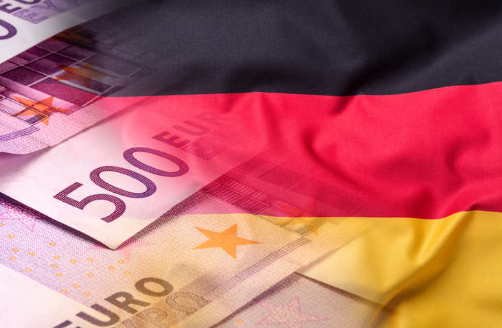 Flags of the Germany and the European Union. Germany Flag and EU Flag. World flag money concept.Flags of the Germany and the European Union. Germany Flag and EU Flag. World flag money concept.