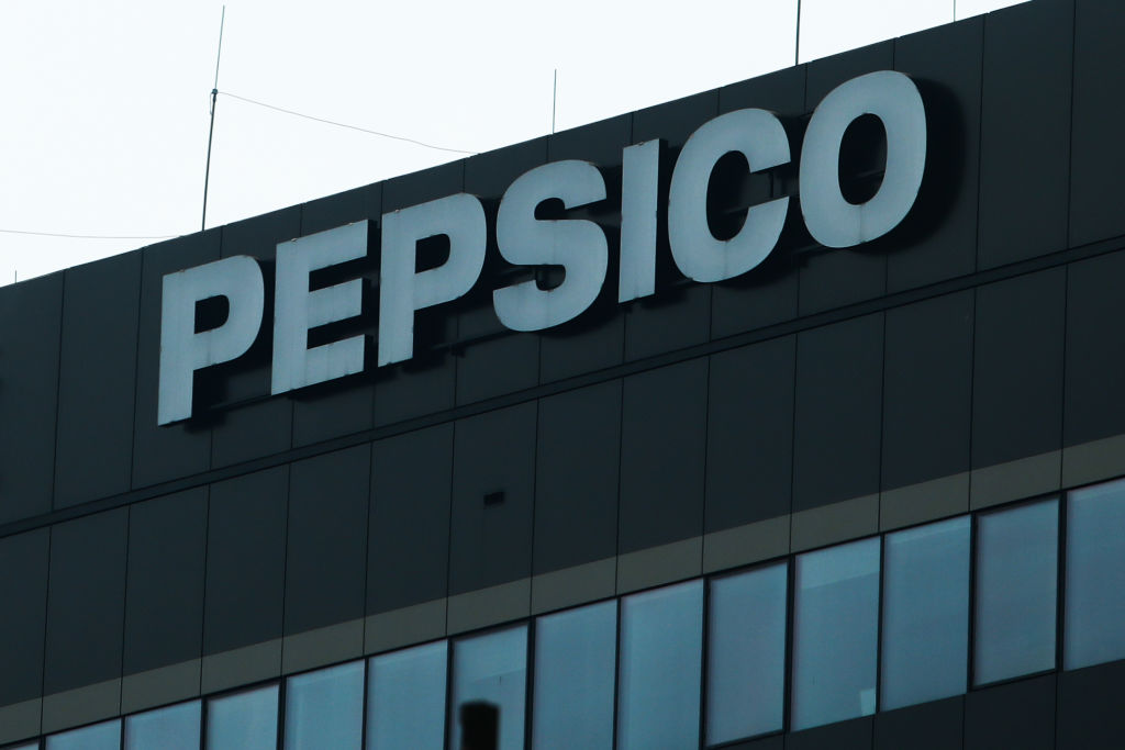 PepsiCo logo is seen on the office building in Krakow, Poland, on March 16, 2022. (Photo by Jakub Porzycki/NurPhoto via Getty Images)