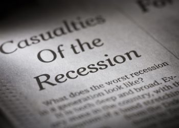 Financial crisis article in the newspaper concept