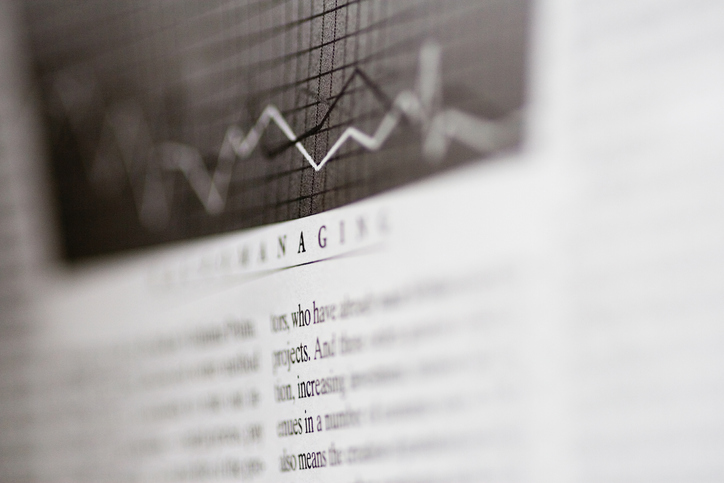 Close-up of a stock market article