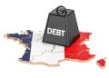 French national debt or budget deficit, financial crisis concept, 3D rendering