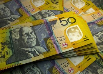 Money of Australia. Australian dollar bills. AUD banknotes. 50 dollars. Business, finance, news background.