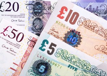 British Pounds a business background with money