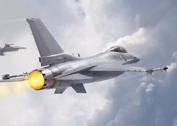 F-16 Fighting Falcon military jets (models) fly through clouds