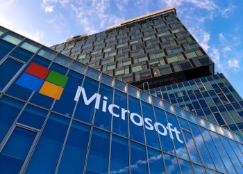 Bucharest, Romania - November 27, 2019: View of Microsoft Romania headquarters in City Gate Towers situated in Free Press Square, in Bucharest, Romania.
