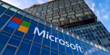 Bucharest, Romania - November 27, 2019: View of Microsoft Romania headquarters in City Gate Towers situated in Free Press Square, in Bucharest, Romania.