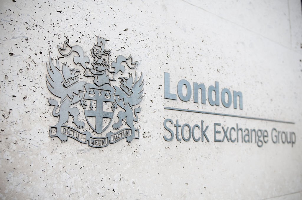 London, United Kingdom - April 24, 2011: London Stock Exchange Group logo, side view, selective focus on the coat of arms. Located in the City of London, at Paternoster Square, the London Stock Exchange was founded in 1801. It is the fourth-largest stock exchange worldwide.