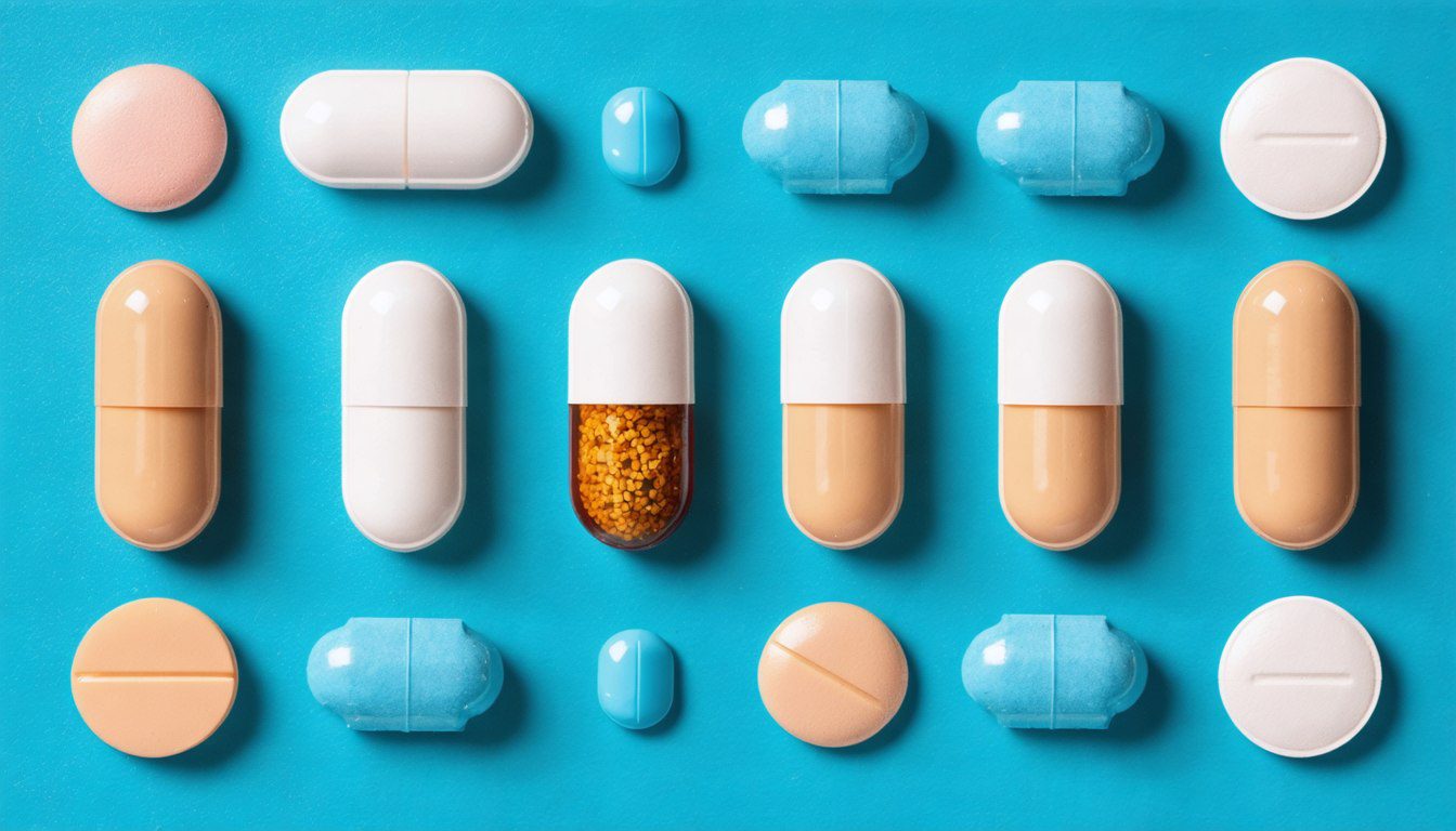 Blister packs of erectile dysfunction pills with a glass of water on a bedside table, symbolizing medical treatment for erection problems